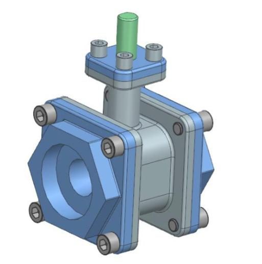 Ball valve assembly render
